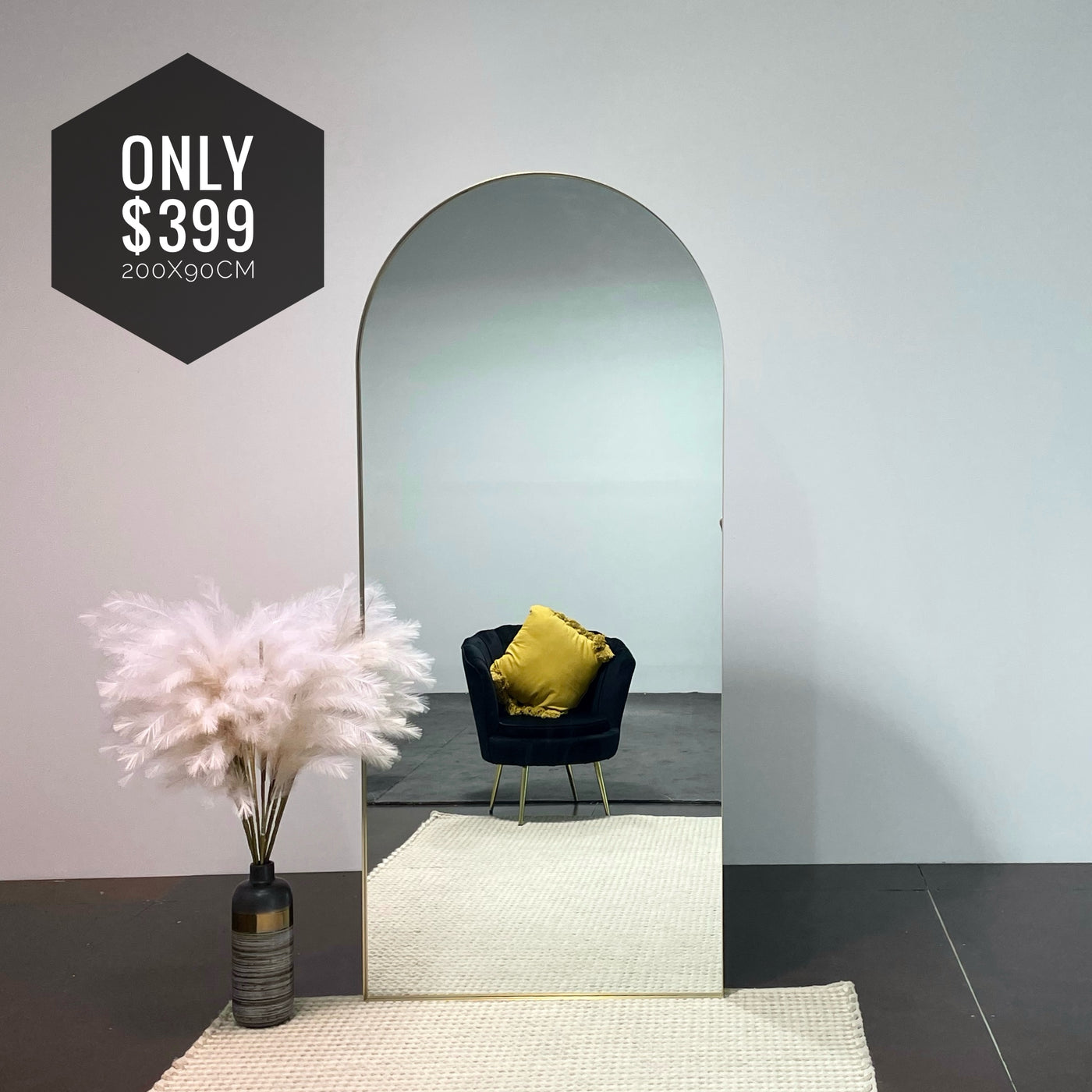 Zenith Minimalist Arch Floor Mirror