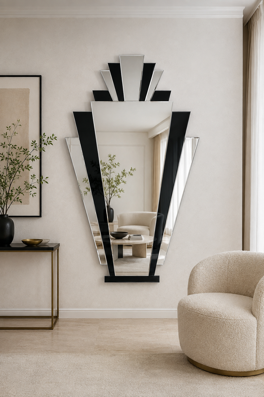 Large GATSBY Black and Silver Wall Mirror – Luxury Art Deco Statement Mirror