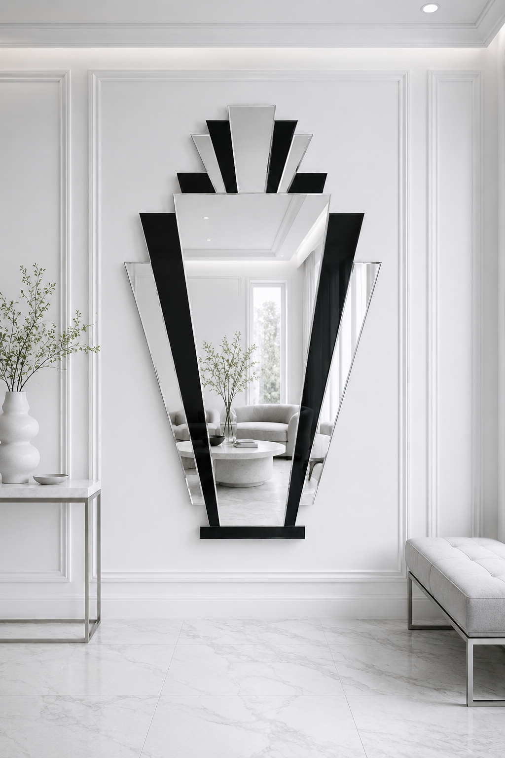 Large GATSBY Black and Silver Wall Mirror – Luxury Art Deco Statement Mirror