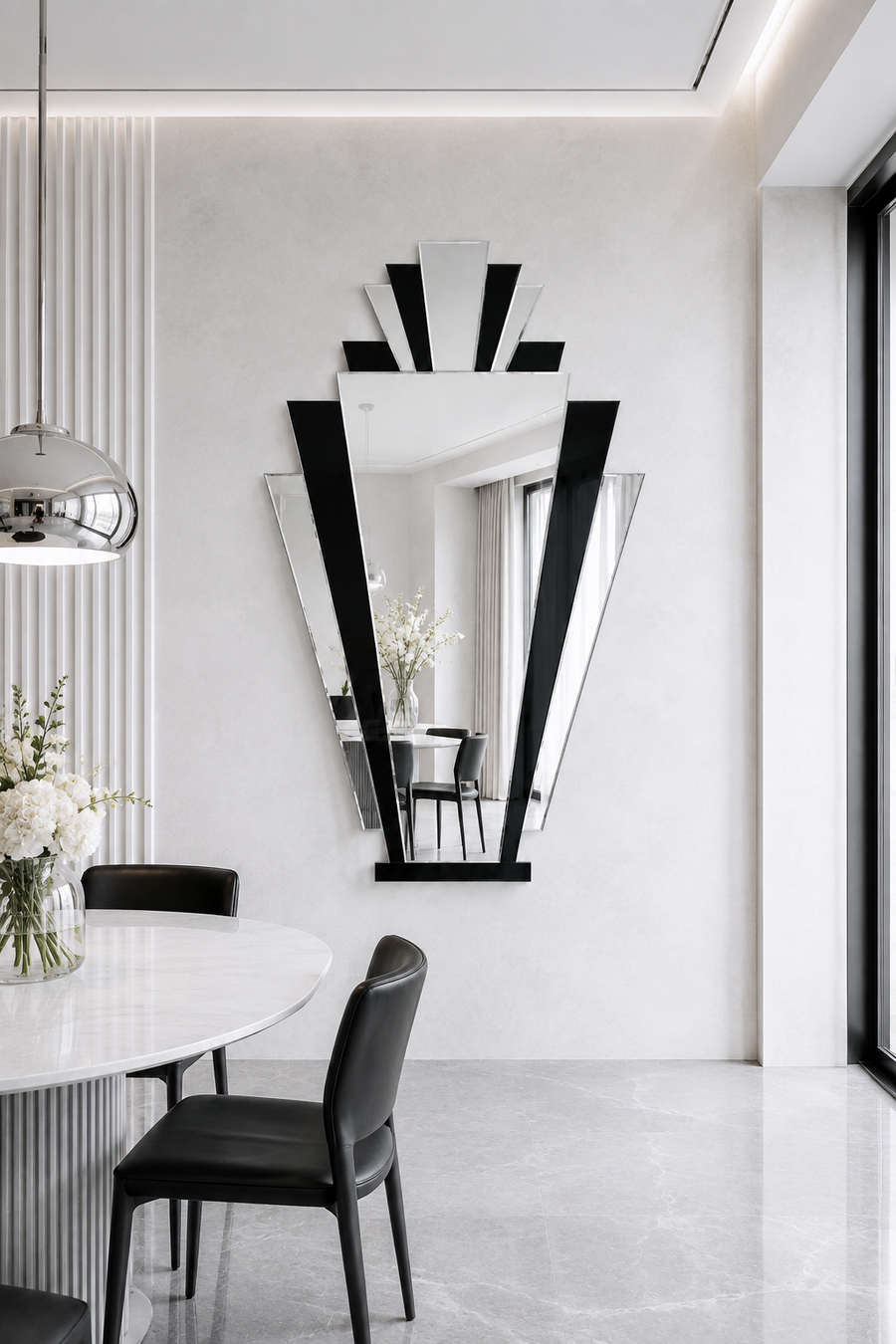 Large GATSBY Black and Silver Wall Mirror – Luxury Art Deco Statement Mirror