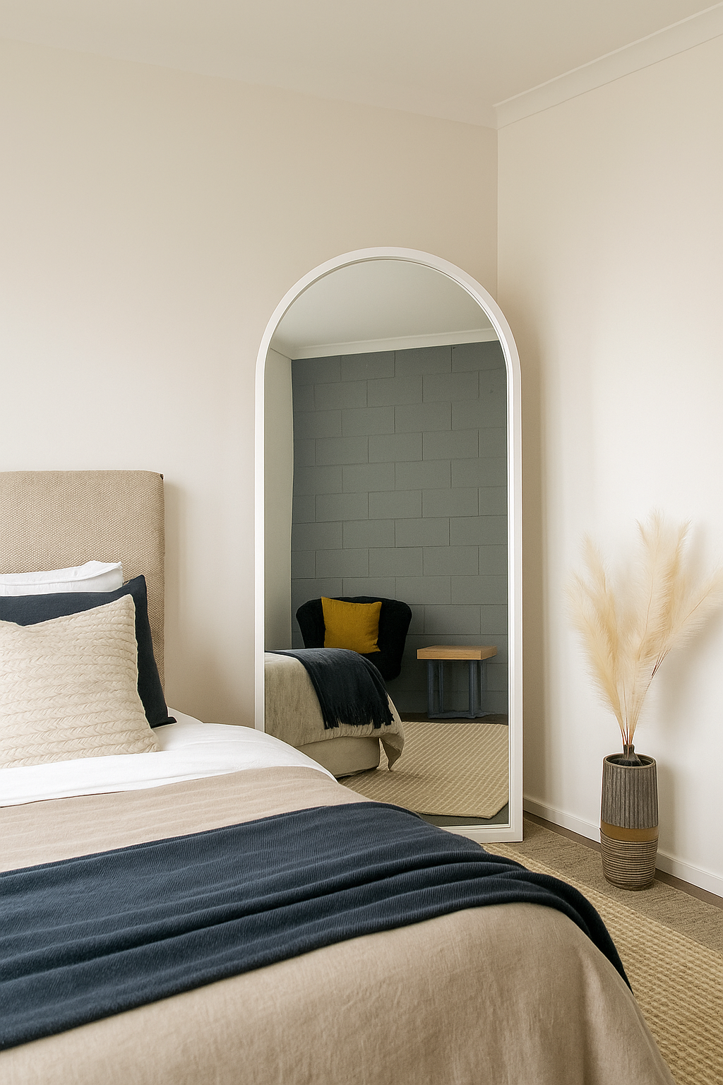 Wood Arch Large TAMARA  Mirror Black White Natural