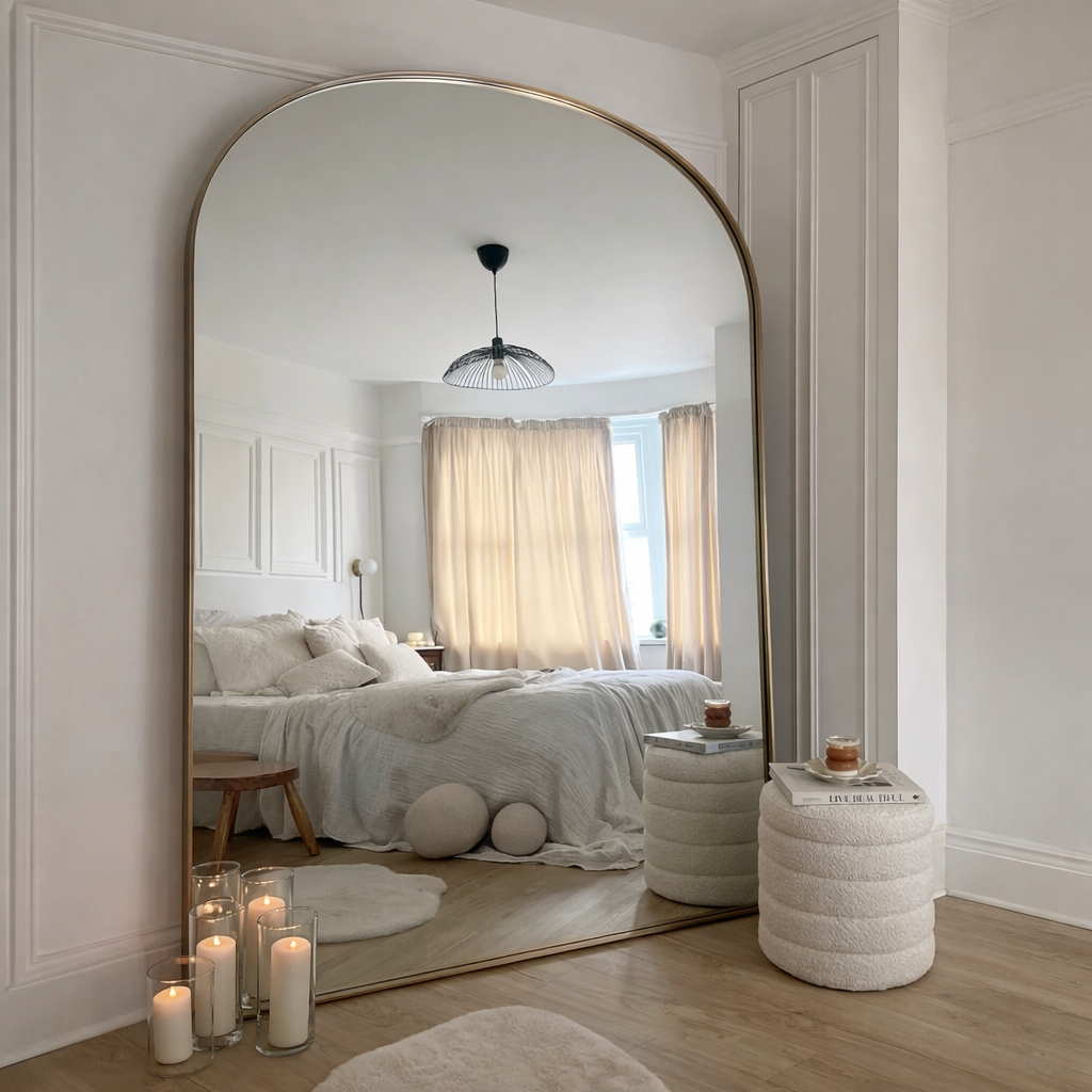 Large Arched Mirror ZENITH with Leaped Frame – Modern Minimalist Statement Wall Mirror