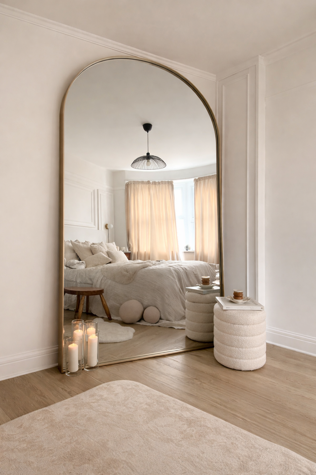 Large Arched Mirror ZENITH with Leaped Frame – Modern Minimalist Statement Wall Mirror