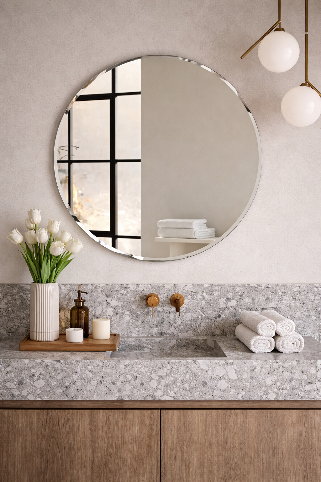 Zora Round Bevel Mirror 100cm ( Pre order only)