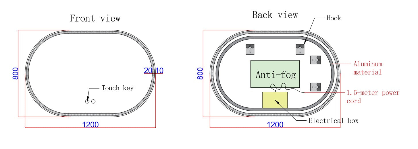 LUVA Pro Oval LED Mirror 120x80cm