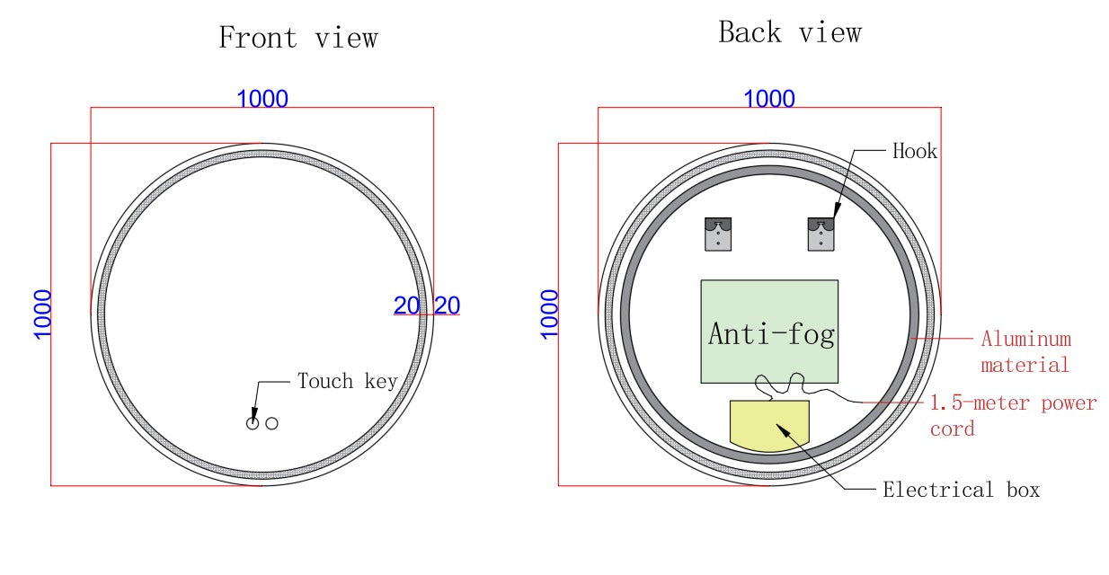 Solar Pro Round LED Mirror 100cm