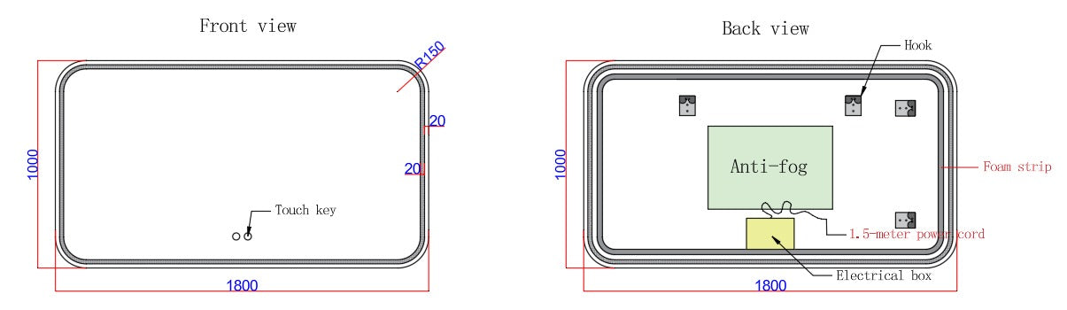 ELARA Framless Curved LED Mirror