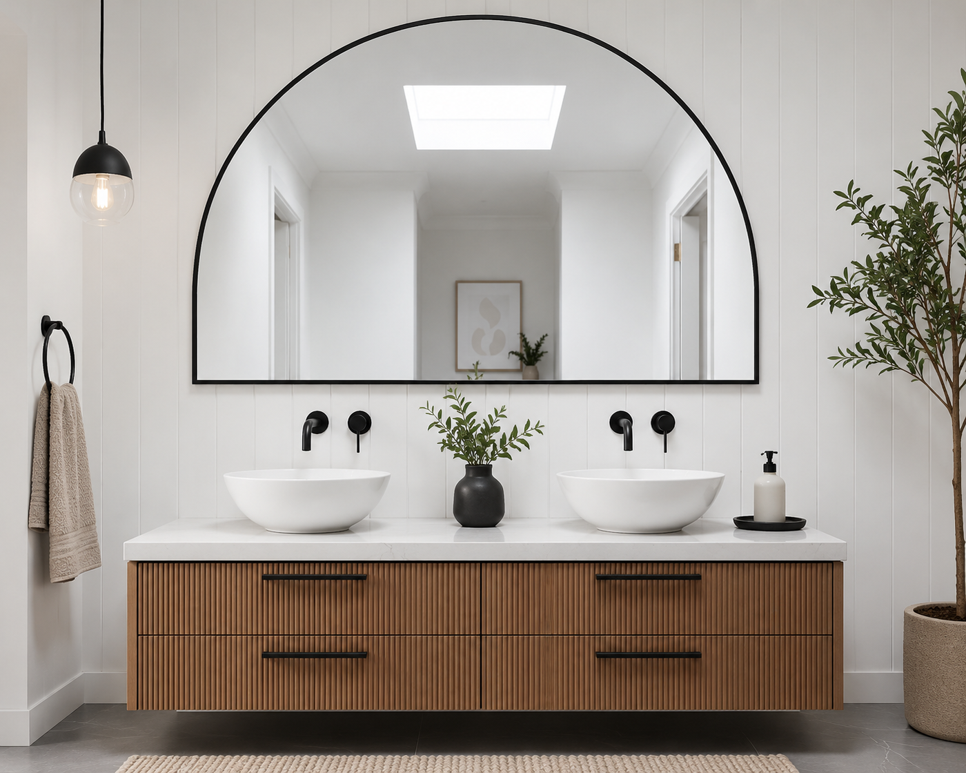 The Noire Arch Mirror | Large Modern Half Arch Wall Mirror