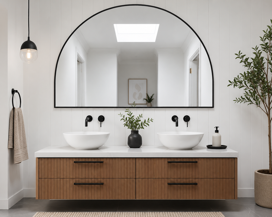 The Noire Arch Mirror | Large Modern Half Arch Wall Mirror