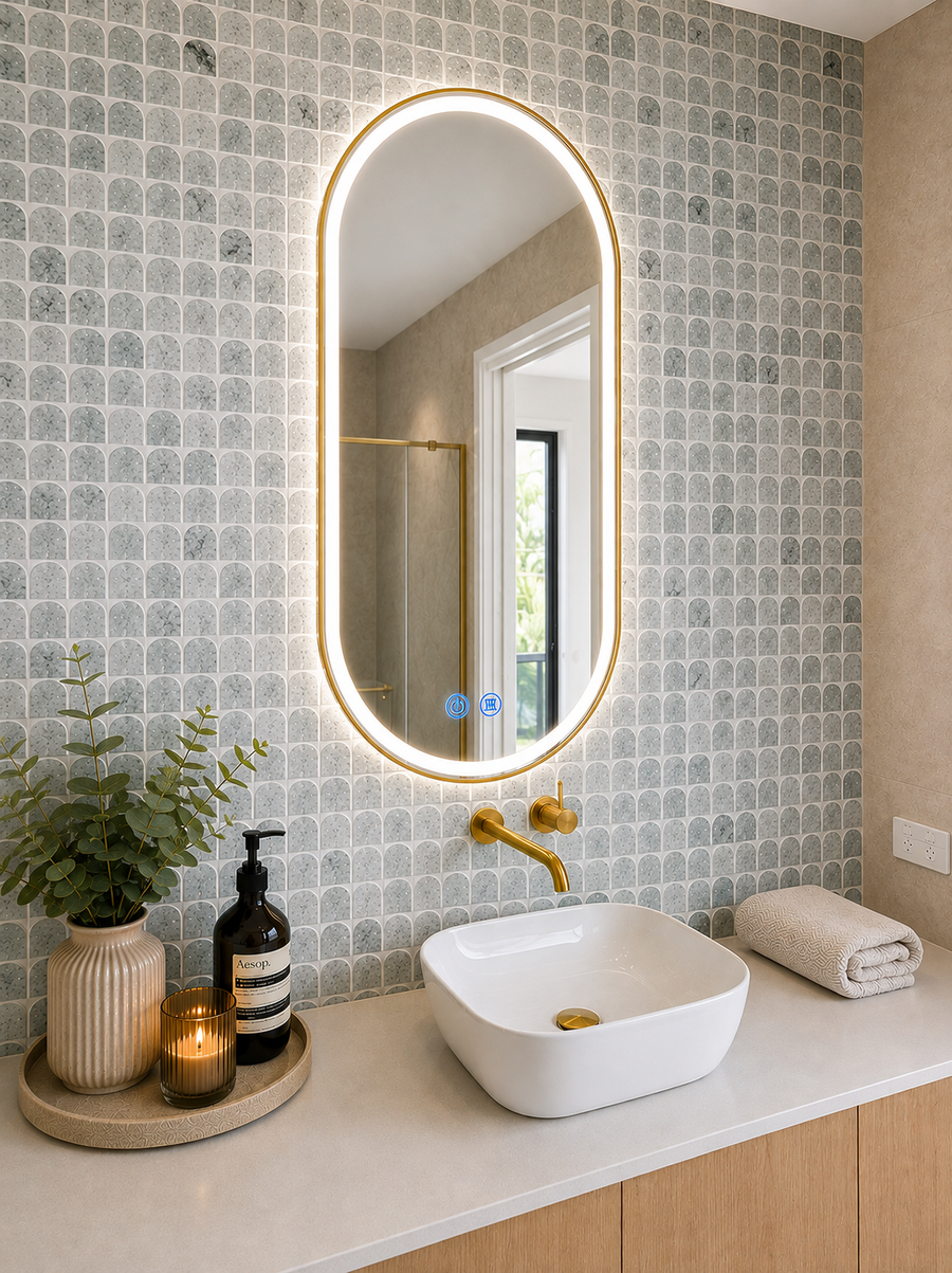Glowa Oval Mirror 120x60cm Matt Gold