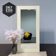 LORA White Concrete Ribbed Mirror size 200x100cm