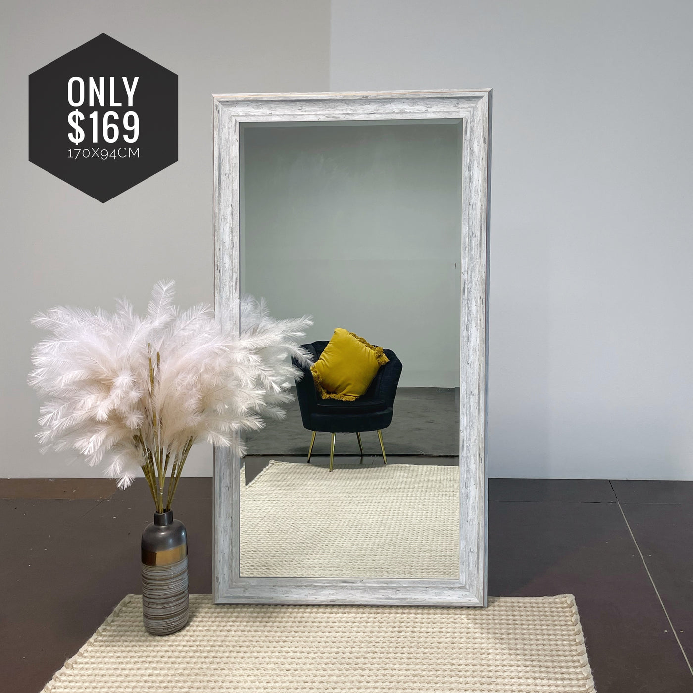 Entryway Mirror Rustic Look Mirror Art 120 size 170x95cm