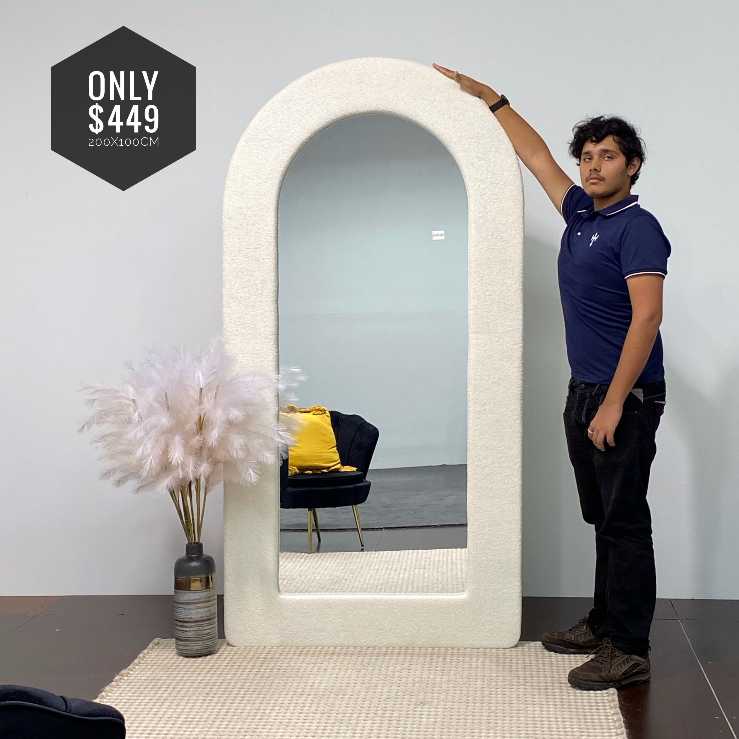 SANTORI Boucle Arch Large Mirror  Size 200x100cm