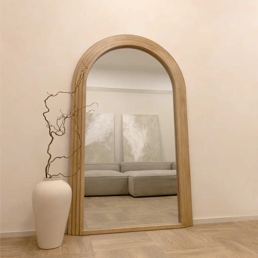 CIARA Large White Concrete Arch Mirror | Oversized Arched Wall Mirror