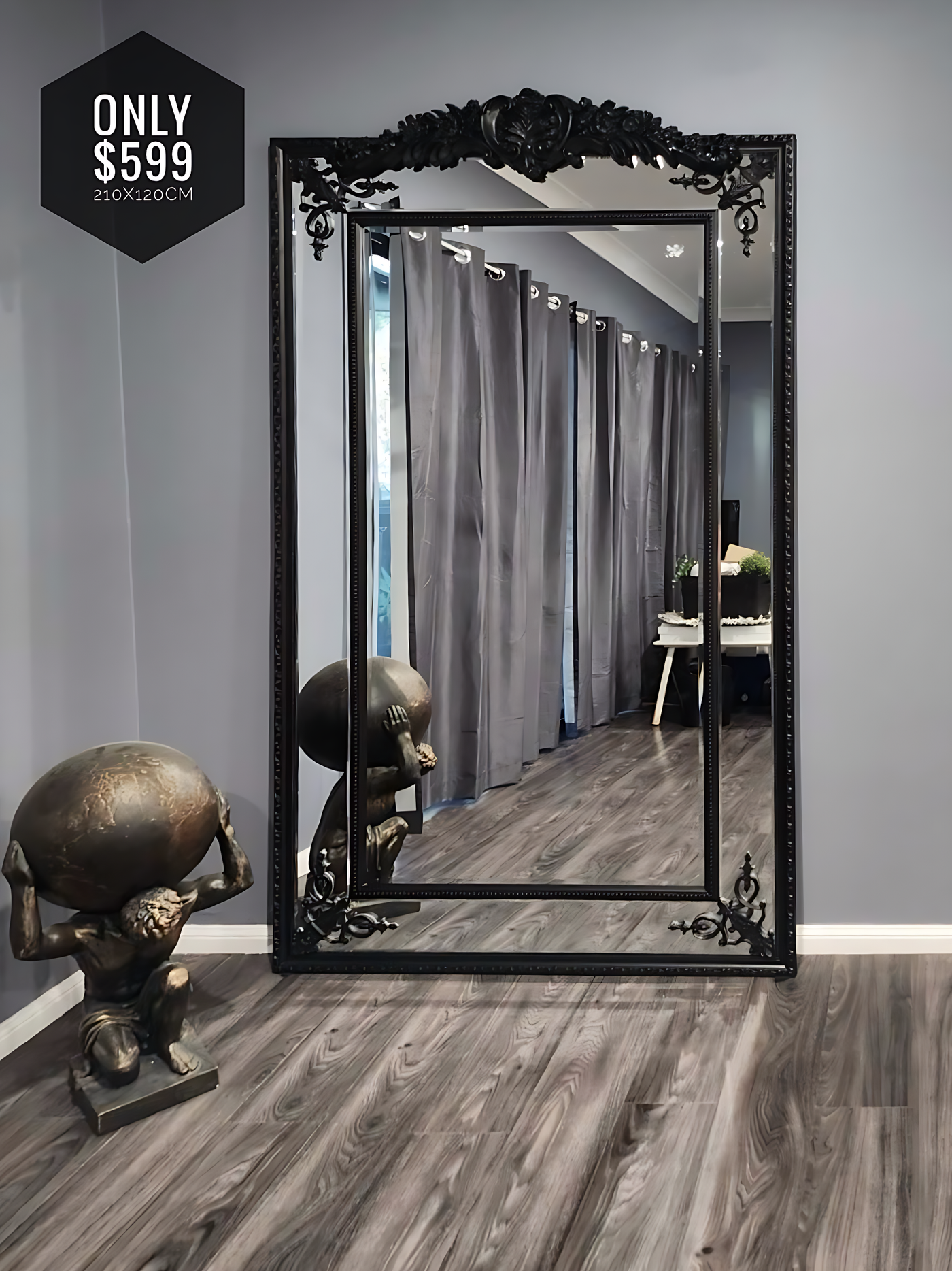Rose Hampton Antique Arch Extra Large Mirror