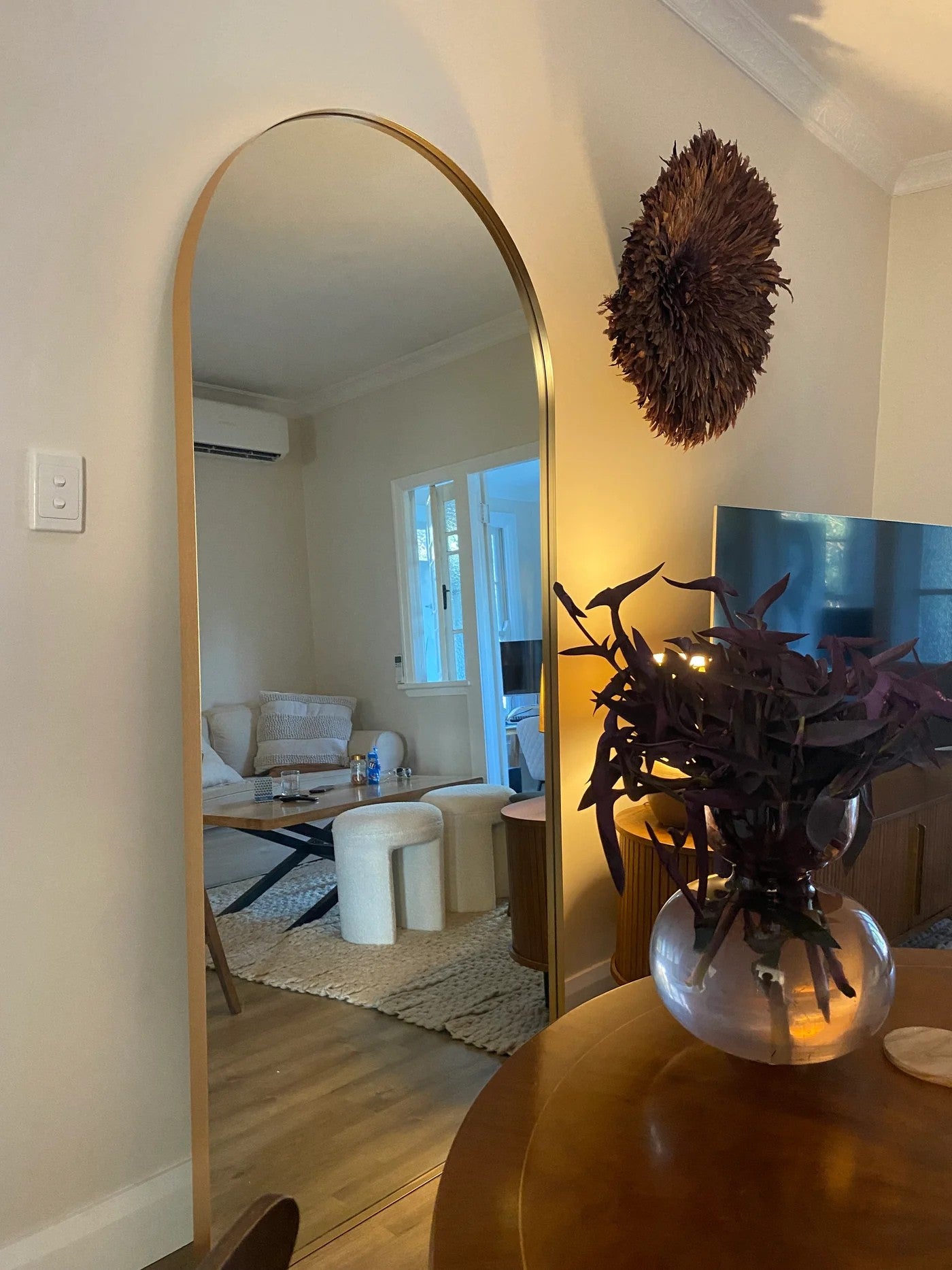 Large Arched Mirror ZENITH with Leaped Frame – Modern Minimalist Statement Wall Mirror