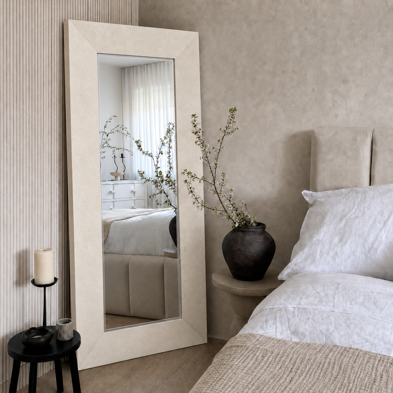 LILA concrete Look Large Mirror size 200x100cm