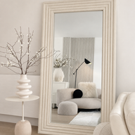 LORA White Concrete Ribbed Wall Mirror