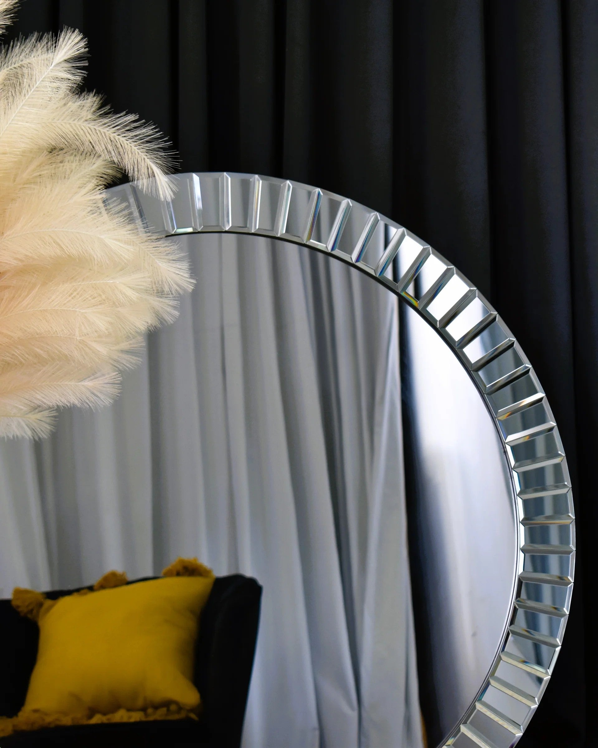Odyssey Beveled Large Round Mirror