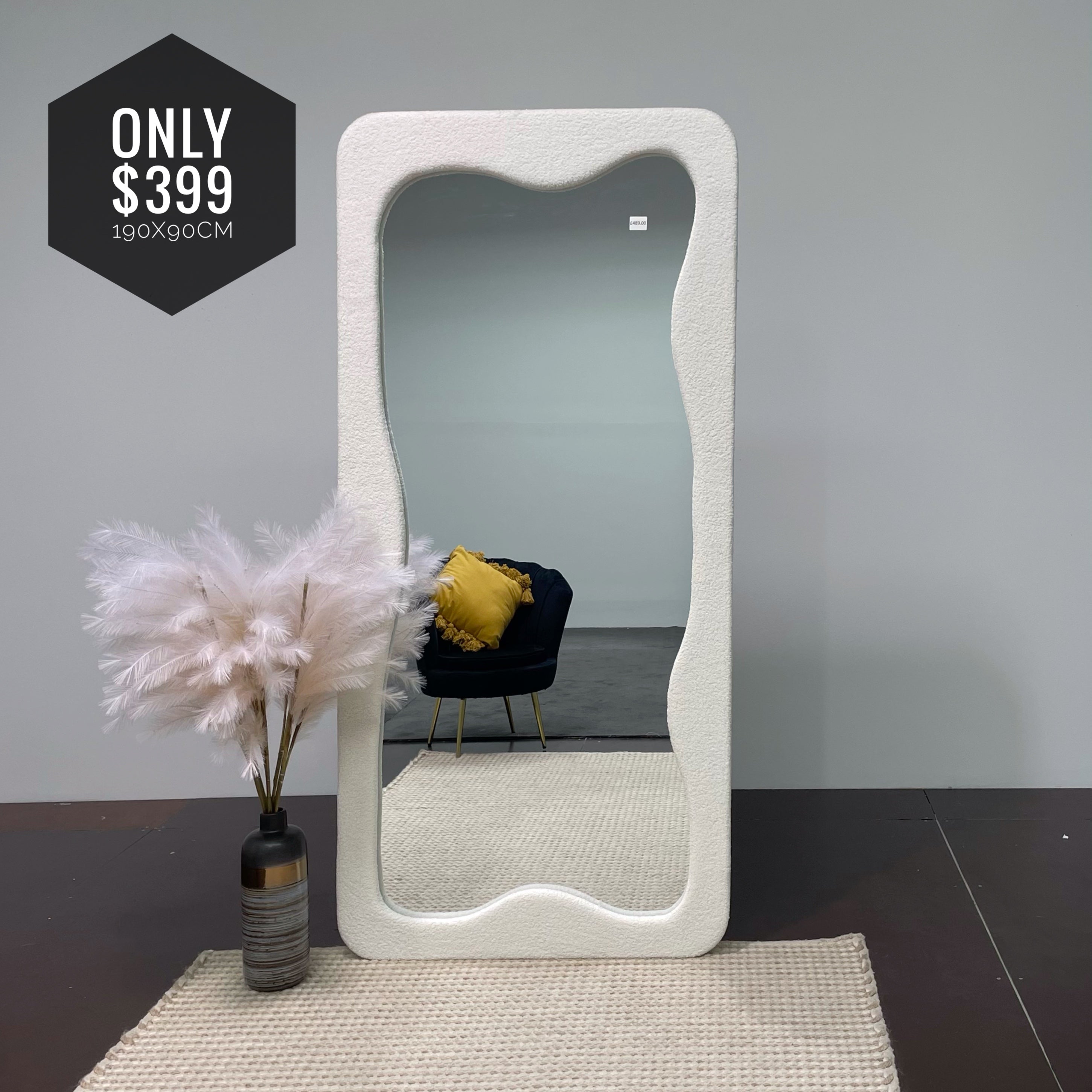 BELLA Boucle Irregular Large Fabric Mirror