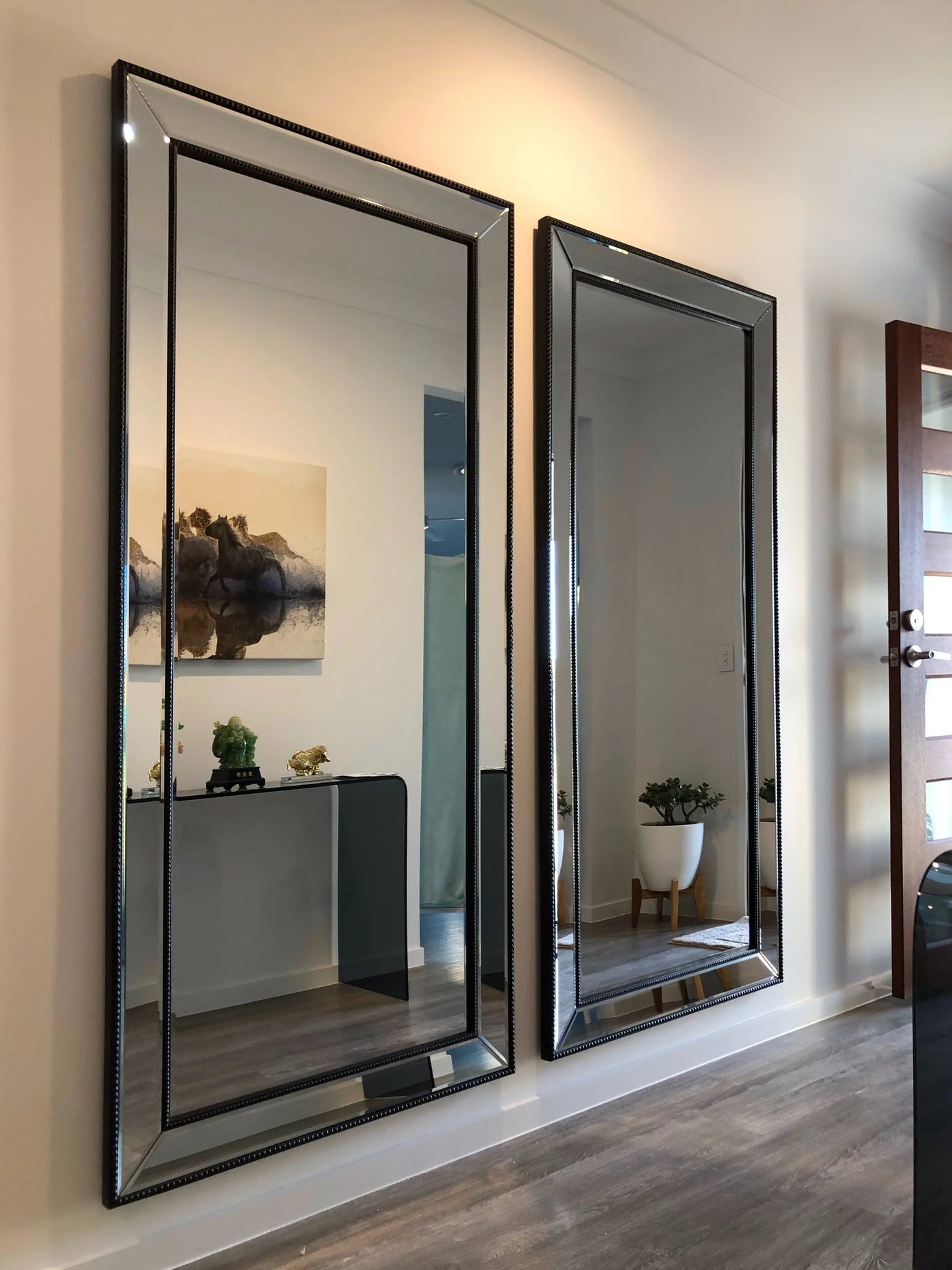 Sapphire Beaded Rectangle Large Mirror – Elegant Statement Wall Decor