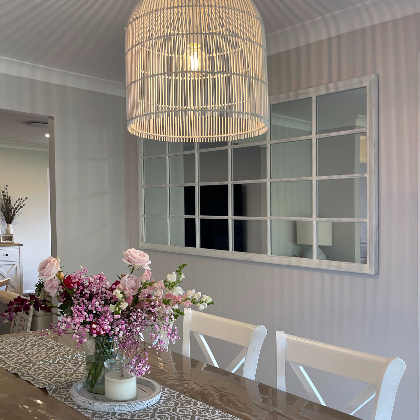 Sasha Hampton White Window Large Mirror