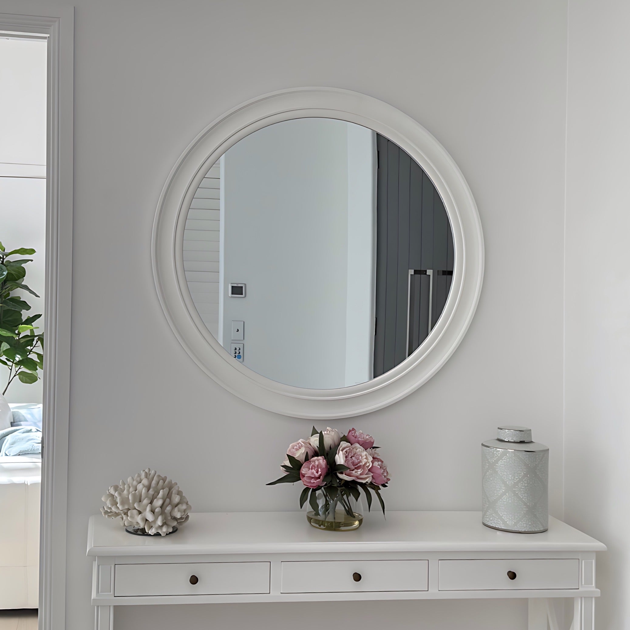 MIRANDA Round Marble Look Mirror