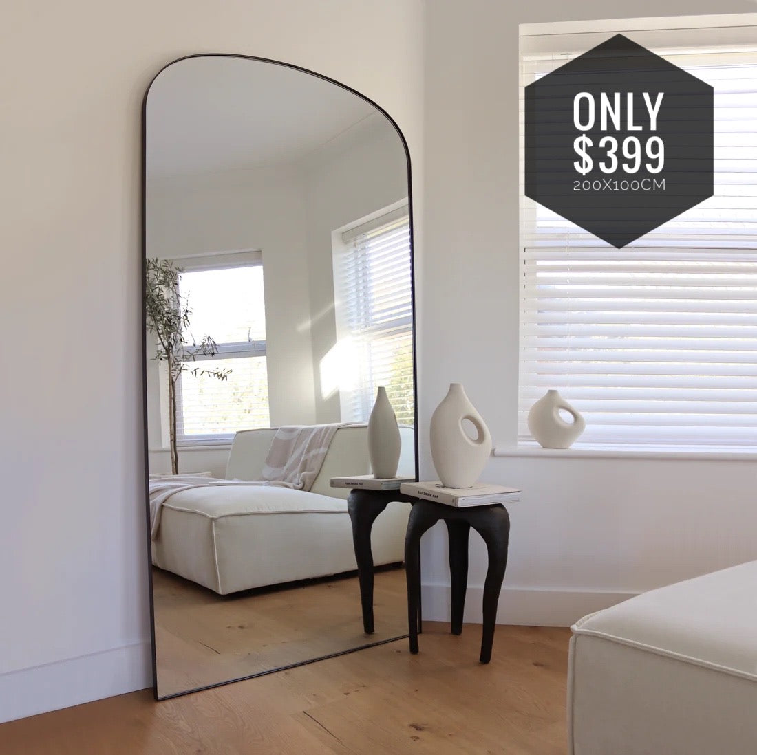 LISA - Arch Mirror Metal Frame Size 200X100CM