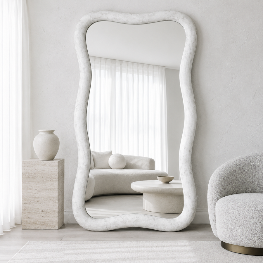 Solace Wavy Mirror – Large Sculptural Floor Mirror 190 × 110cm