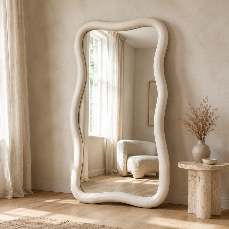 Solace Wavy Mirror – Large Sculptural Floor Mirror 190 × 110cm