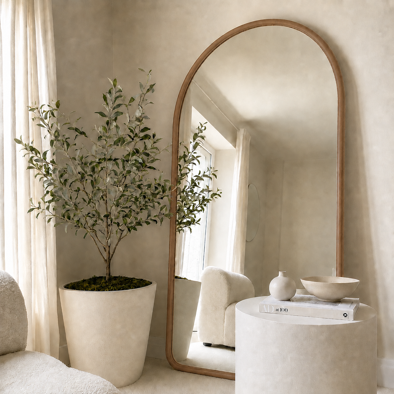 The Haven Mirror – Oversized Wooden Arch Mirror