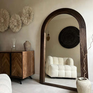 Caesar - Natural Wood Large Arch Mirror | Stepped Frame & Solid Wood Design