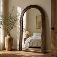 Caesar - Natural Wood Large Arch Mirror | Stepped Frame & Solid Wood Design